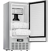 EUHOMY Under Counter Nugget Ice Maker Machine, 70Lbs/Day, Bulit-in Freestanding Ice Maker with Double Ice Baskets, Self-Clean