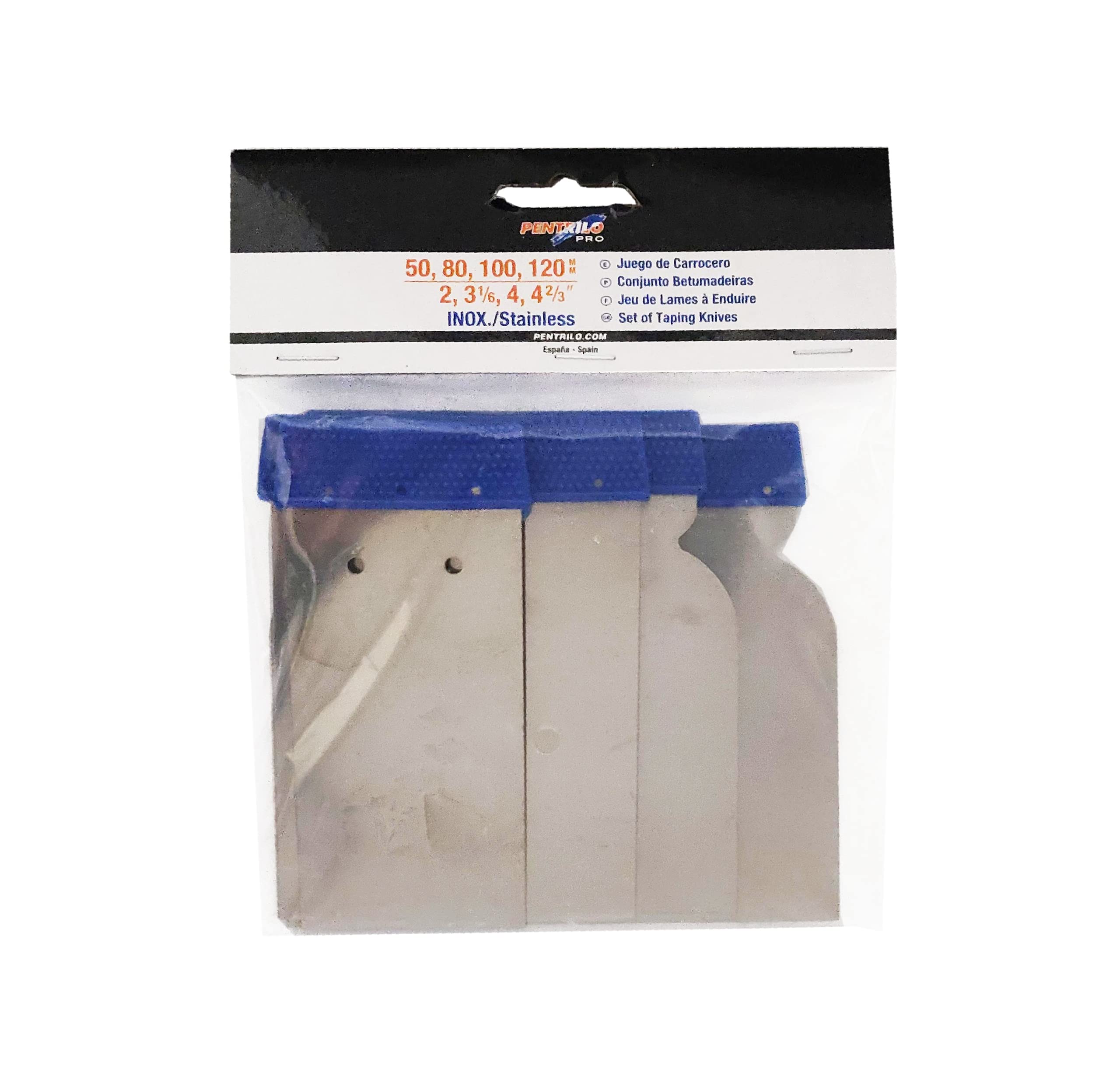 PENTRILO 13085 Stainless Steel Eco Spatula Set (4 Pieces), Blue