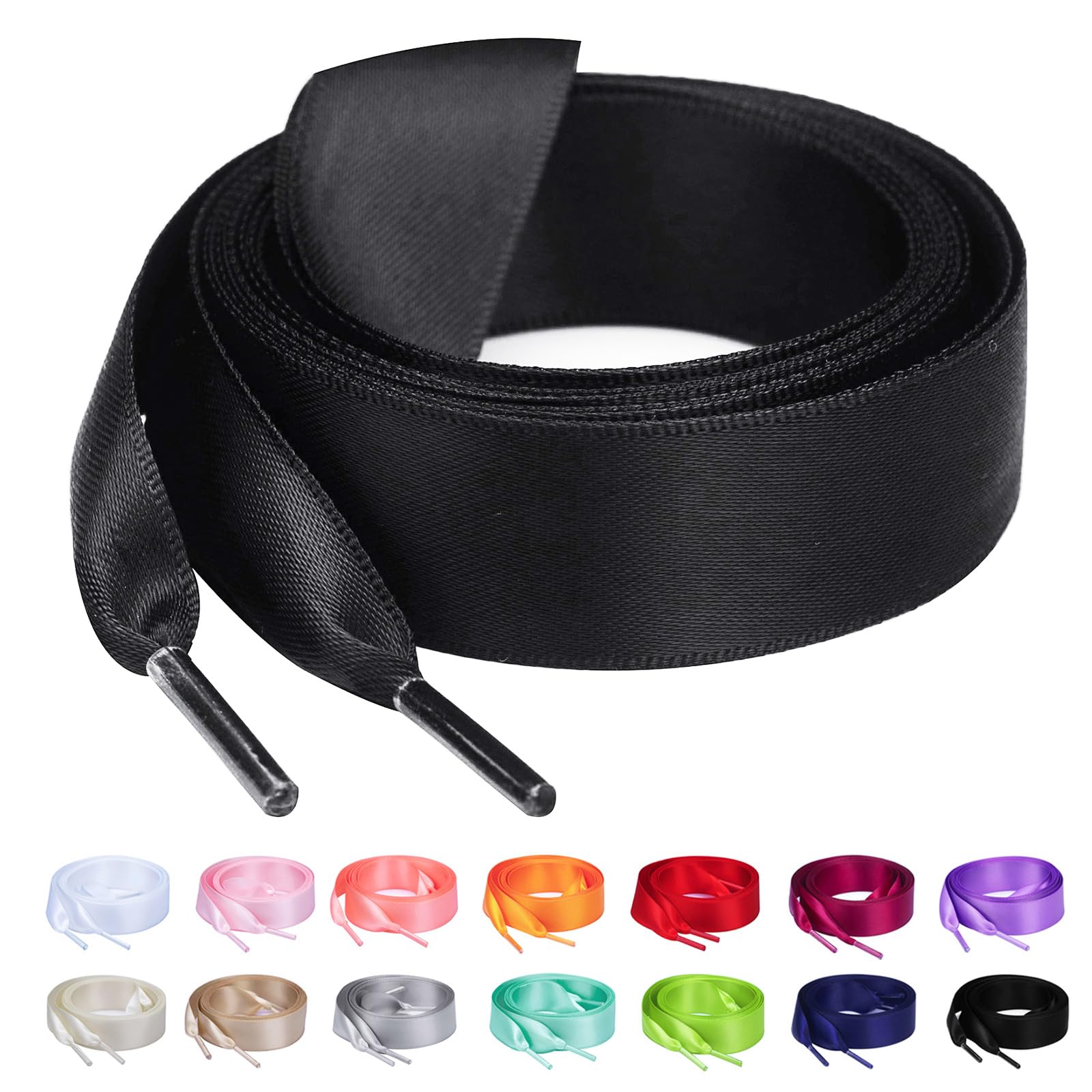 Booyckiy Flat Colorful Satin Ribbon Shoelaces