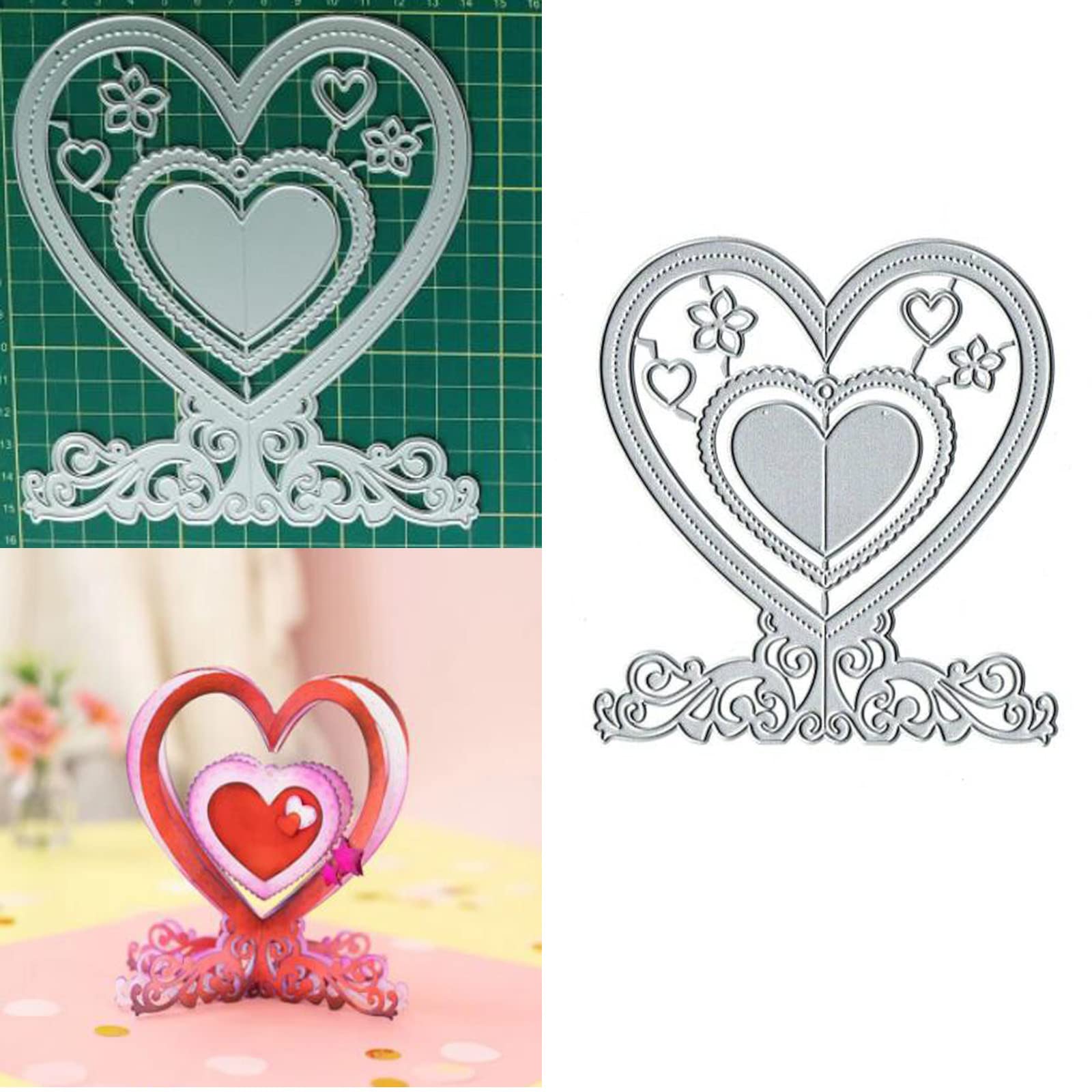 Circle Round Crystal Flower Heart Metal Die Cuts,Flower Lace Flower Leaf Cutting Dies Cut Stencils DIY Scrapbooking Decorative Embossing Paper Scrapbooking Card Making