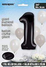 Unique Black Number 1 Shaped Large Foil Balloon 86cm - 1 Piece view 2