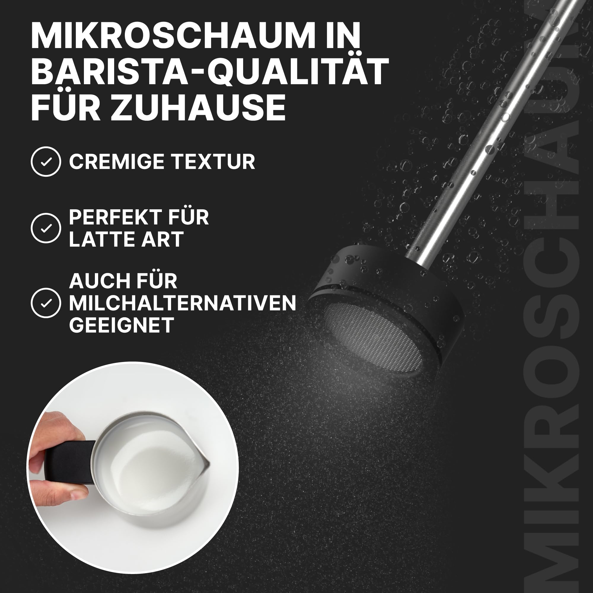 Subminimal NanoFoamer Lithium Hand Milchschäumer | Mikro geschäumte Milch für Premium Barista-Style Kaffeegetränke | Wiederaufladbarer Milchaufschäumer Cappuccino, Latte, Heiße Schokoladen und mehr 2