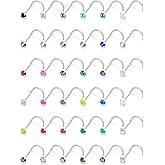 Cisyozi 18G Nose Rings Studs with turquoise/Pearl/CZ/Cat'Eye/Glow in the Dark/Opal Style 3mm Top 316L Surgical Steel Nose Nostril Piercing Jewelry for Women Men Girl