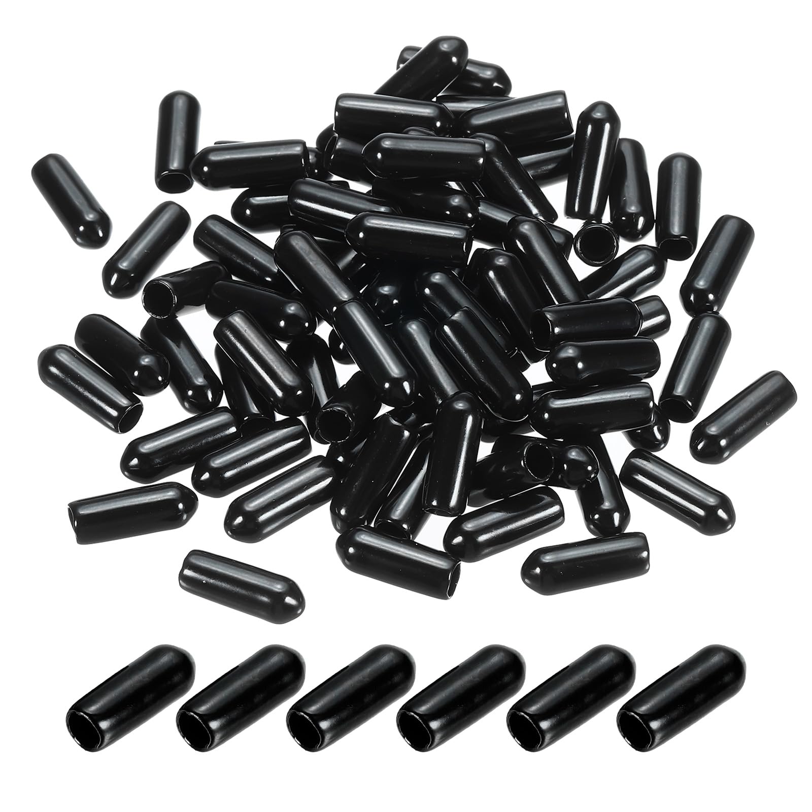 PATIKIL 4.5MM Vinyl Rubber End Caps, 150 Pack Flexible Bolt Screw Covers Caps Round Thread Protector Caps for Metal Tubing Rod Bolts, Black โ image 1