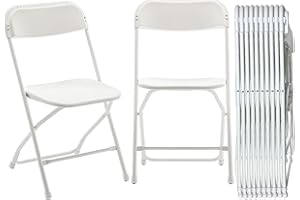 BTEXPERT Set of 20 Pack, Indoor Outdoor White Plastic Folding Chairs Stacking Steel Frame Commercial 650LB Weight Capacity Seating Home Garden Wedding Event Party Picnic Dining Church School Portable