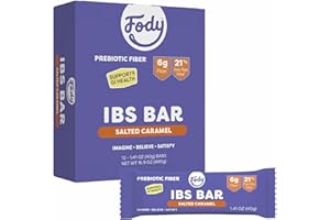 Fody Foods IBS Snack Bars, Salted Caramel, 1.41 Oz (Pack of 12), 6g Prebiotic Fiber, Low FODMAP, Gut & IBS Friendly, Lactose Free, Non-GMO, Gluten Free