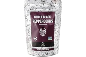 Soeos Black Peppercorns, 8oz (Pack of 1), Non-GMO, Kosher, Packed to Keep Peppers Fresh, Peppercorn for Grinder Refill, Whole Peppercorns