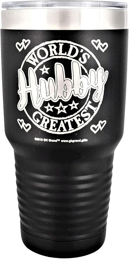 Amazon Com Husband World S Greatest Hubby Engraved Stainless Steel Tumbler Vacuum Insulated Travel Coffee Mug Hot Cold Drinks Birthday Christmas Valentines Father S Day Husband Gifts Black 30oz Kitchen Dining