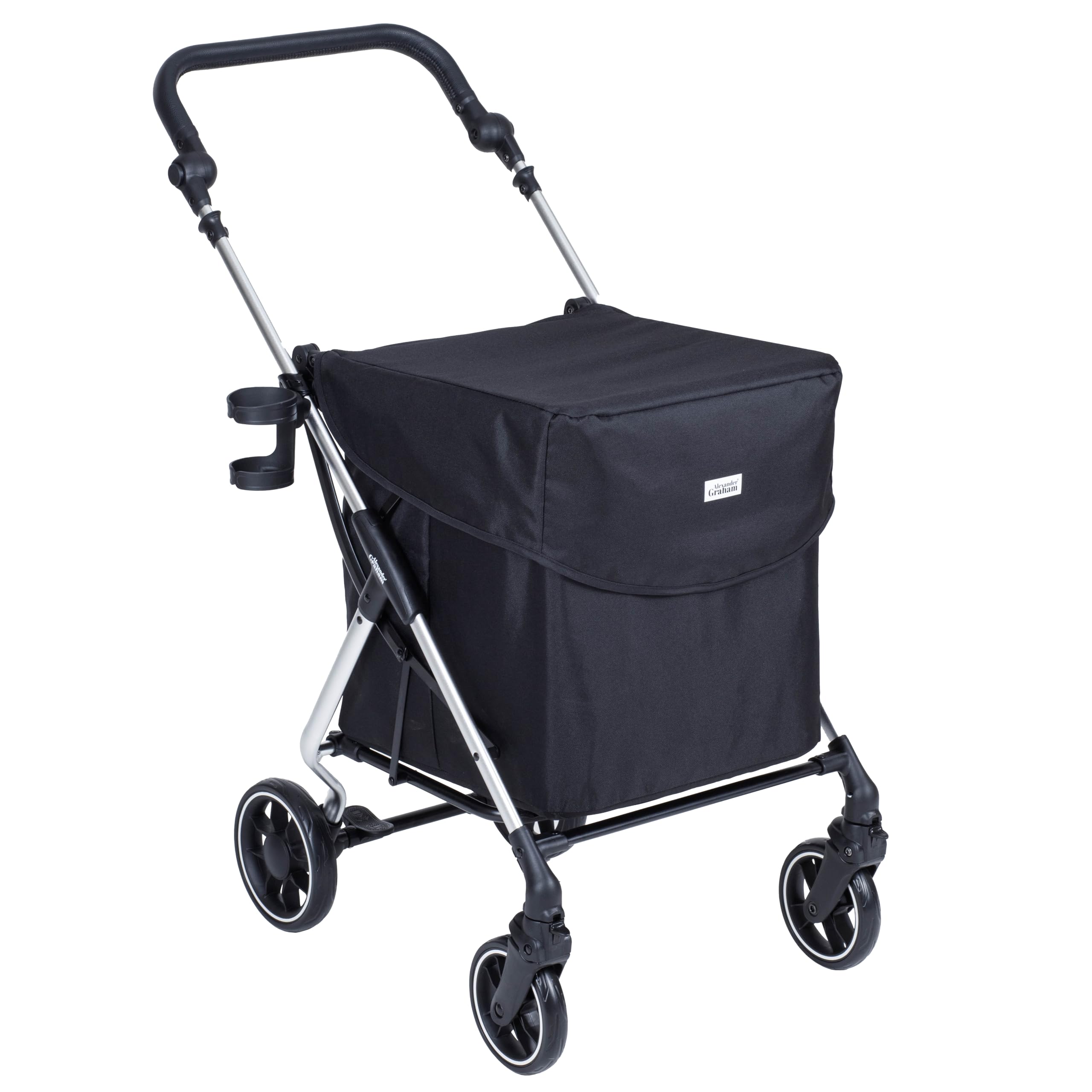 Shopping Trolley on Wheels | Alexander Graham 4 Wheel Model | New Easy Fold Frame | Large Shopping Cart with Front Swivel Wheels Makes it Light and Easy to Use Great for Mobility (Oxford Black)