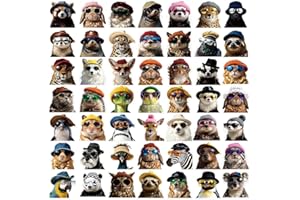 50Pcs Cute Animal Stickers, Creative Animal Stickers for Wearing Sunglasses, Aesthetic Vinyl Waterproof PVC Sticker for Water