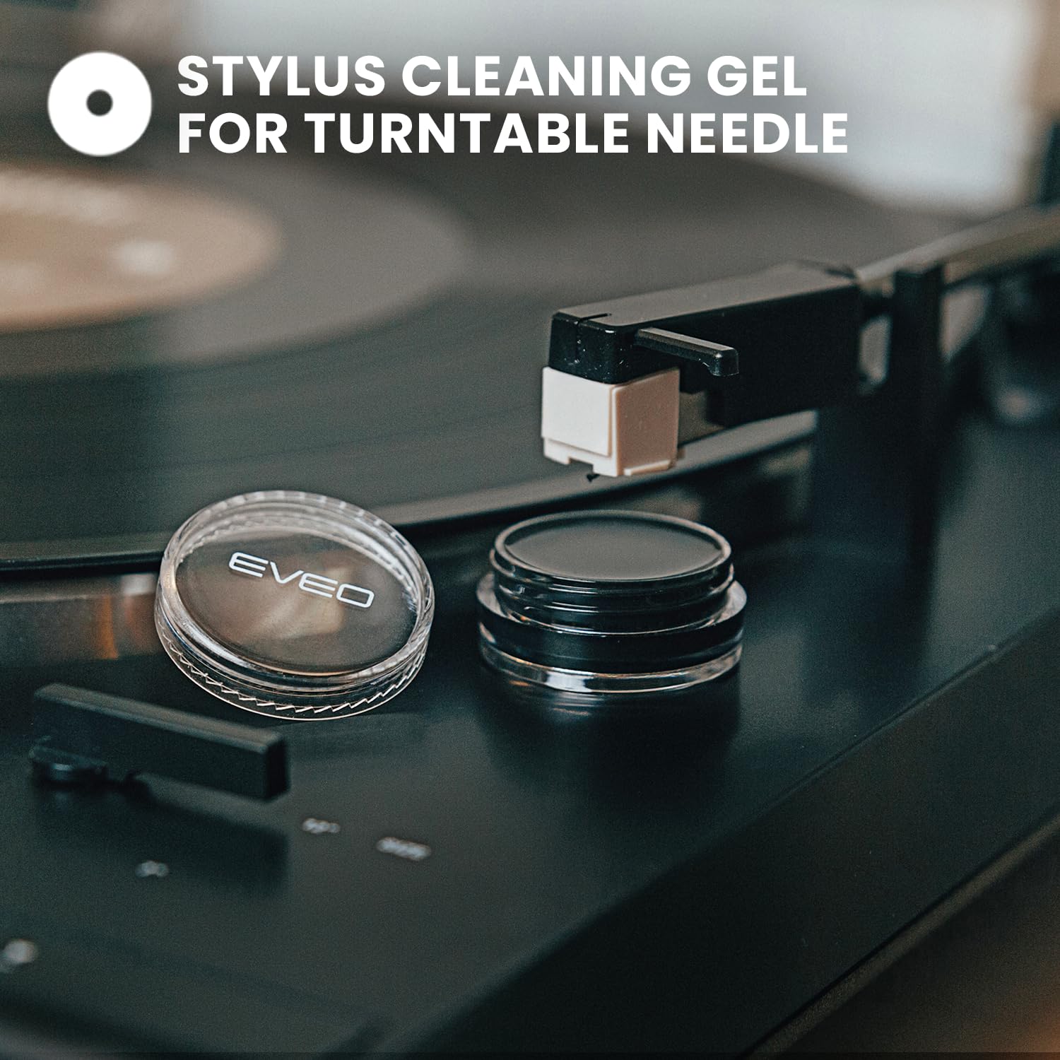 EVEO Vinyl Record Cleaning Kit - 4-in-1 Premium Vinyl Record Cleaner & Vinyl Cleaning Kit with Velvet Brush, Vinyl Cleaner Liquid, Duster & Turntable Stylus Gel