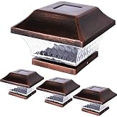 SUNWIND Solar Post Cap Lights Outdoor 4x4 LED Solar Garden Lighting Deck Fence Cap Light Wooden Post Brushed Copper 4 Pack