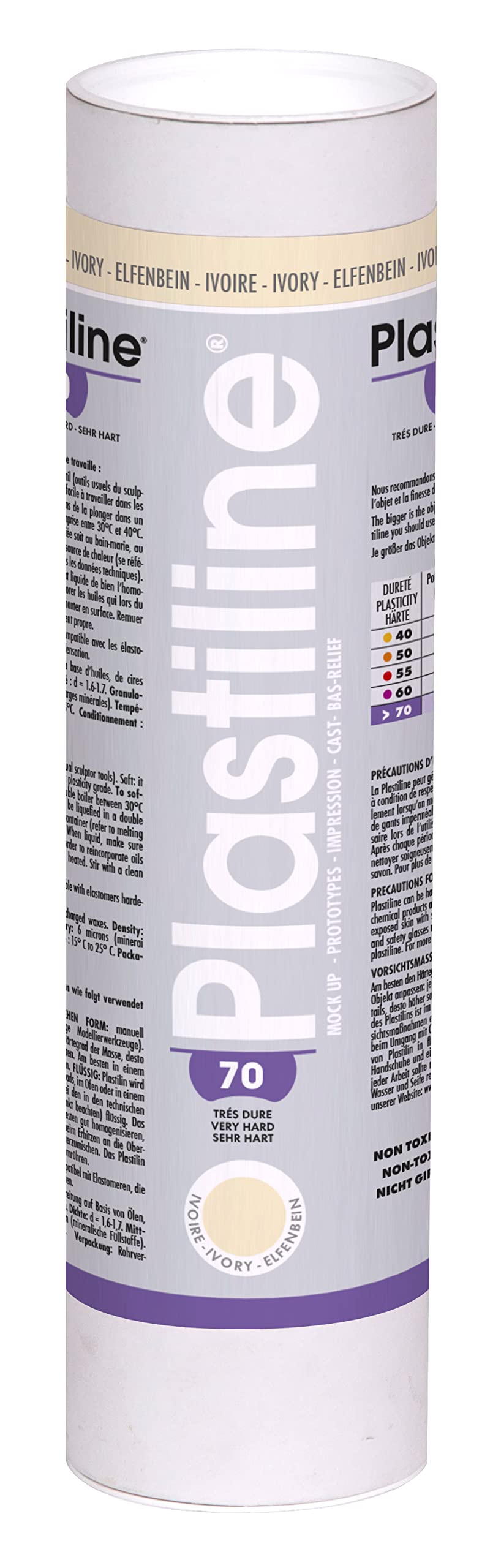 Plastiline 1170T - Plastiline tube - Modelling Paste, High Precision - Sculpting, Moulding - Hardness 70 (very hard) - 1 kg - Ivory shade. Made in France
