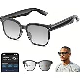 warchody AI Smart Glasses with Camera, 8 MP Camera Glasses, AI Glasses with Voice Assistant, Ear Opening Music, Real-Time Translation, Sunglasses for Recording Life and Work Videos (Photochromic)