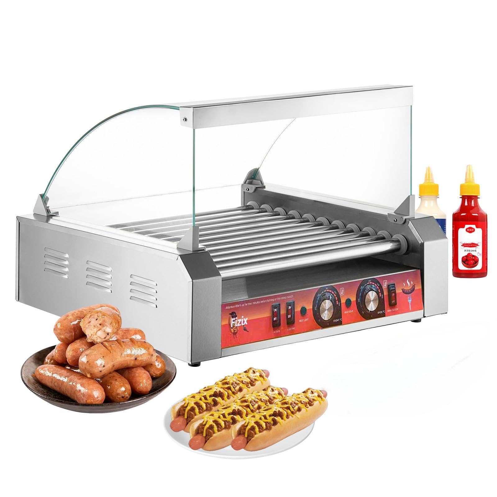 Photo 1 of 1700W Hot Dog Rollers,30 Hot Dog Capacity 11 Non-stick Stainless Steel Rollers,Hot Dog Machine With Dust Cover,Hot Dog Roller Machine With Dual Temp Control And Led Light/Detachable Drip Tray