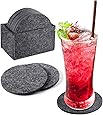 Dazkzooy Filzuntersetzer 12er Set Rund - Dunkelgrau Glasuntersetzer Für Bar & Home