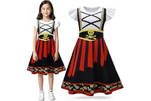 Mizzuco Girls Pirate Dress Toddler Buccaneer Costume Kids Dance Skirt Birthday Party Halloween Role Play Outfits