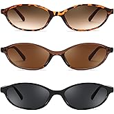 FEISEDY Retro Oval Cat Eye Sunglasses for Women 90s Narrow Lightweight Shades Y2k Trendy Sunnies B0257