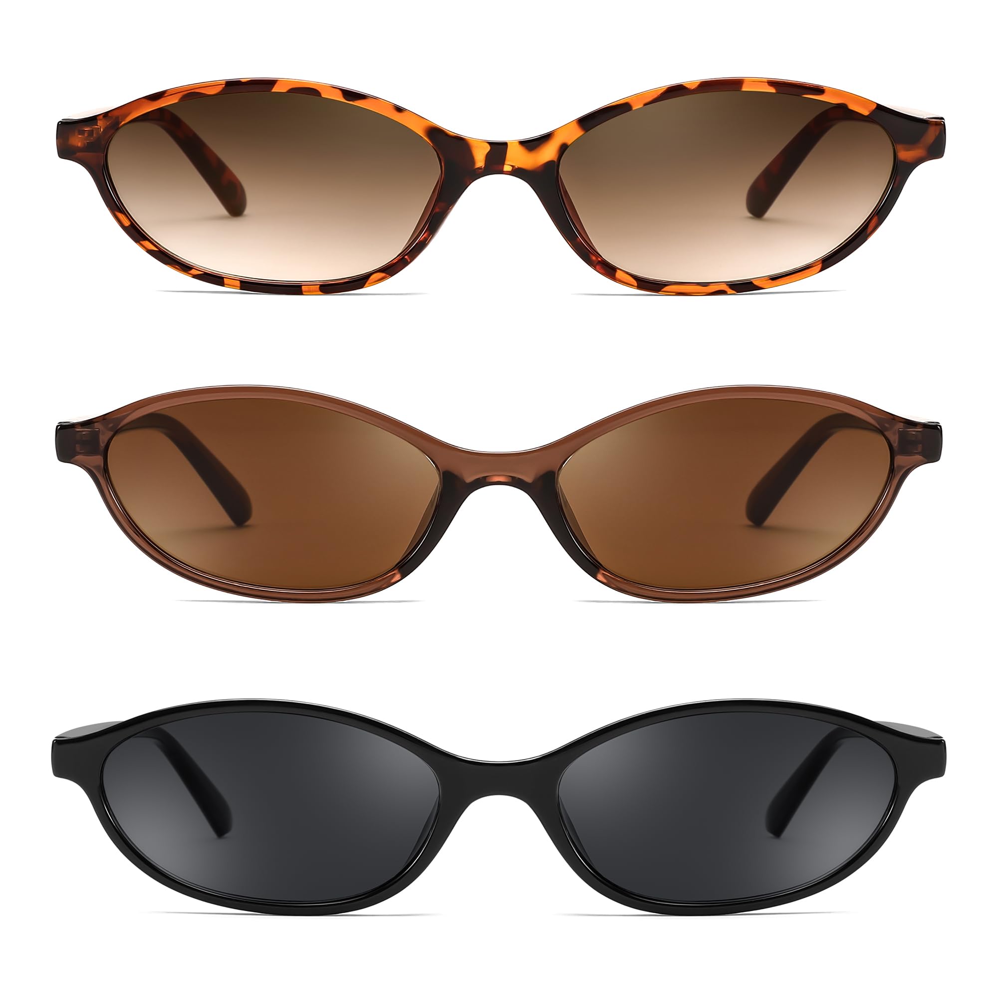 Photo 1 of FEISEDY Retro Oval Cat Eye Sunglasses for Women 90s Narrow Lightweight Shades Y2k Trendy Sunnies B0257