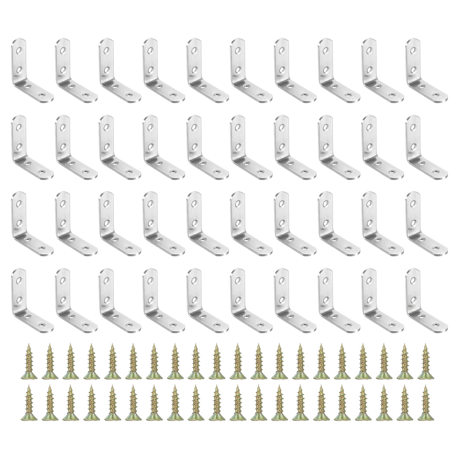 PATIKIL Stainless Steel Corner Braces 1.97 x 1.97 Inch,40 Pieces L Bracket Joint Right Angle Support Bracket L Shaped Corner Fasteners with Screws for Shelves, Silver — image 1