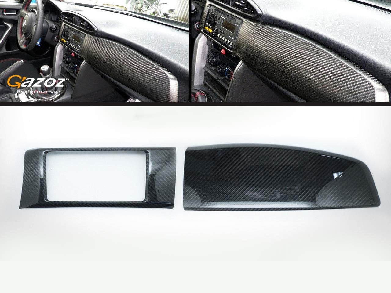 GAZOZ PERFORMANCE (2 Carbon Dash Kit Board Radio Cover for Scion FRS FR-S Toyota GT86 Subaru BRZ
