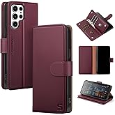 Shieldtop Compatible with Samsung Galaxy S25 Ultra Wallet Case with Card Holder,Women Men RFID Blocking PU Leather Flip TPU Protective Cover Credit Card Slots,Phone Case for S25 Ultra,Wine Red