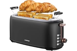 Evoloop 4 Slice Toaster, 1.5" Extra Wide Slots Stainless Steel Toaster with Warming Rack, 6 Shade Settings & Removable Crumb Tray, Bagel/Defrost/Reheat/Cancel, Long Slot Toaster for Croissants Bread