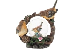 Elanze Designs Yellow Sparrow Bird Family Magical Whimsical Tabletop Dresser Nightstand Figurine Miniature 45MM Sturdy Polyresin Glitter Water Snow Globe Decoration