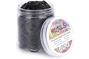 HOYOLS 3/4” Inches Black Hair Rubber Bands for Hair Ties Small Mini Elastics Bands Large Braiding Ponytail Holders for Baby T