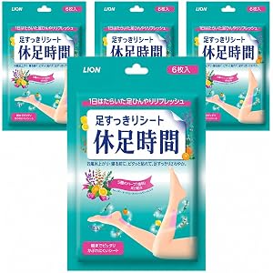 Japanese Cooling Calf Patches, 24 Count (6 Sheets x 4 Packs), 휴족시간 Herbal Fragrance - Refreshing Gel Sheet Patches for Tired