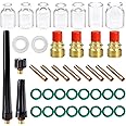 TIANLYLIN 40pcs TIG Gas Lens Collet Body & #4 ~ #12 Glass Cup Kit DB SR WP 9 20 25 TIG Welding Torch