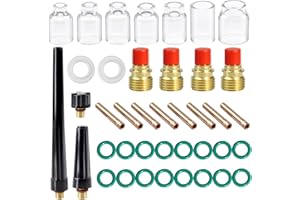 TIANLYLIN 40pcs TIG Gas Lens Collet Body & #4 ~ #12 Glass Cup Kit DB SR WP 9 20 25 TIG Welding Torch