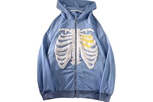 Lausiuoe Women E-Girl Oversized Sweatshirt Vintage Zip Up Hoodies Coat Long Sleeve 90s Streetwear Hoodie Pullover Jacket