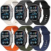 6 Pack Sport Bands for Apple Watch Ultra/3/2 Band 49mm 46mm 45mm 44mm 42mm 41mm 40mm 38mm iWatch Bands for Men Women,Waterproof Silicone Strap Wristband for Apple Watch Series 11 10 9 8 7 6 5 4 SE 3/2