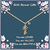 Nupdot Birth Flower Necklaces Birthday Gifts for Women | 14K Gold Plated Birth Month Floral Birthstone Pendant Necklaces Wildflower Flowered Jewelry Gifts for Mom Friends