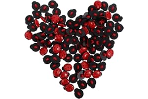 TEHAUX 100pcs Plastic Ladybug Buttons Small Cute Ladybug Buttons for Crafts DIY Scrapbooking Supplies