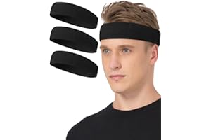 Tanluhu Sweatbands Sport Headbands for Working Out, Execise, Tennis, Basketball, Running - Terry Cloth Athletic Sweat Cotton Headband Outdoor for Men & Women