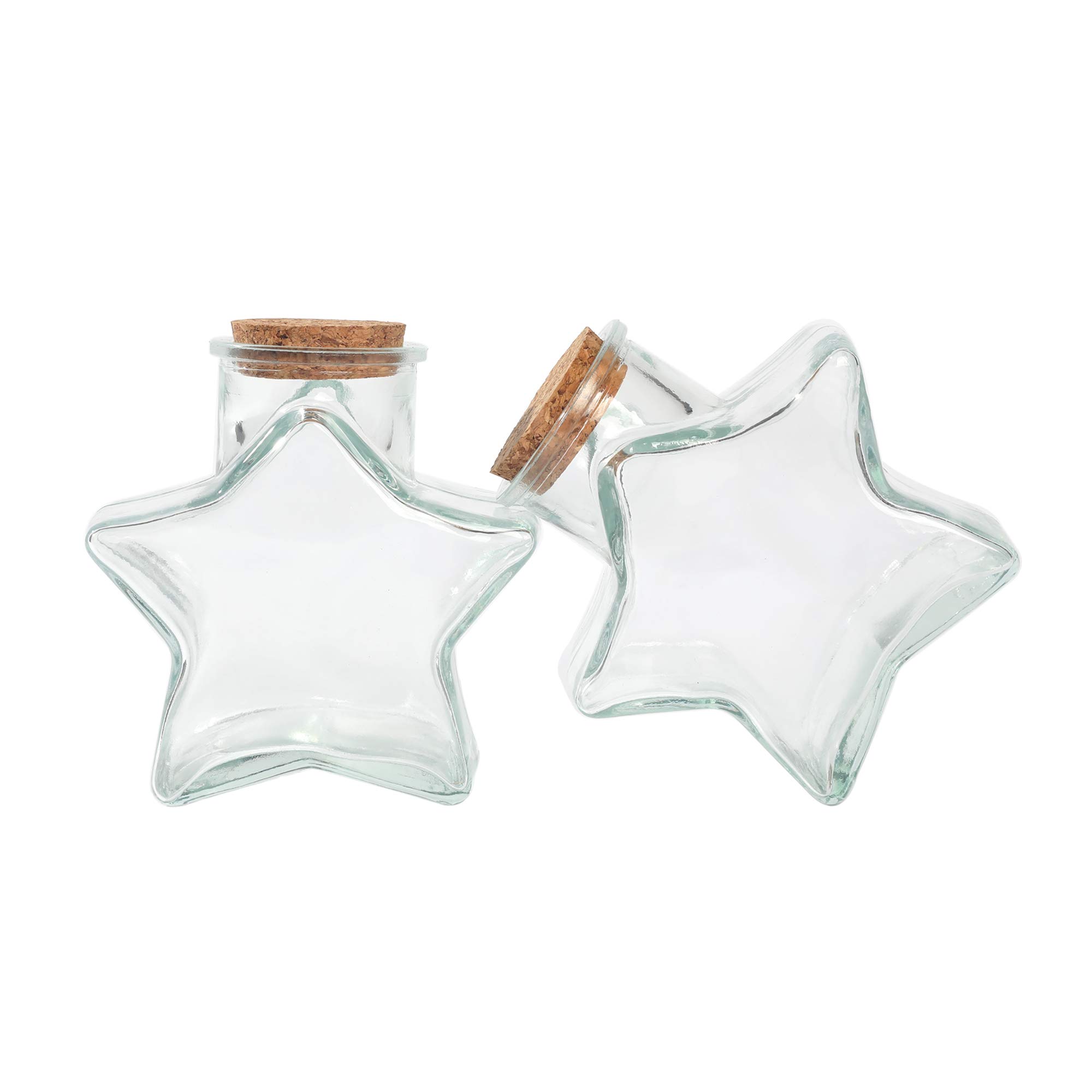 Magic Season Decorative Glass Bottles with Cork Stoppers (296 ml Five-Pointed Star Bottles / 2 Pcs)