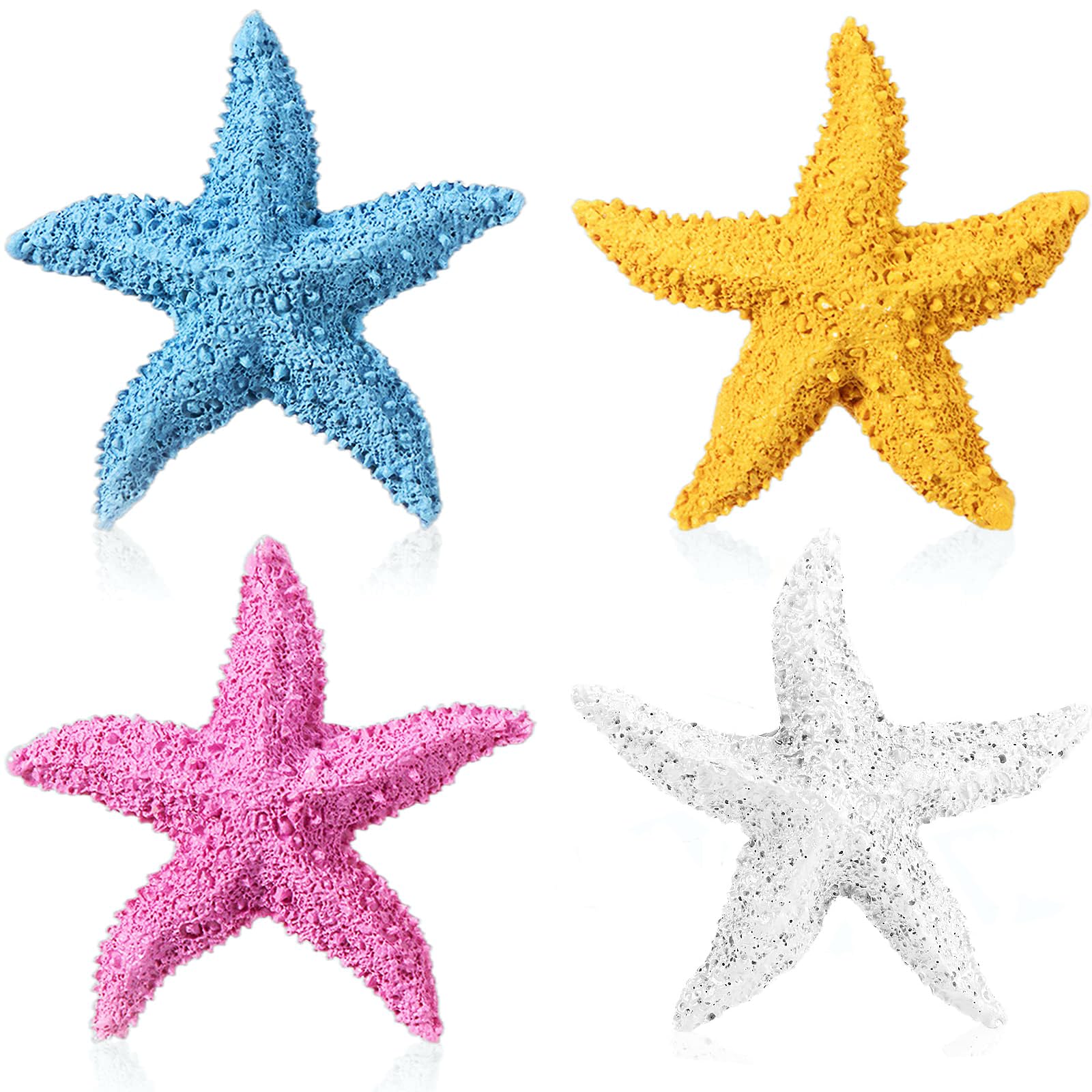 Ieron 4 Pieces 3 Inch Resin Starfish Fish Tank Decoration Multi-Colored Realistic Starfish Aquarium Ornament Tropical Ocean Animal for Fish Tank Home Wedding Table Decor DIY Crafts