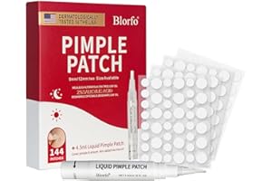 BLORFO Pimple Patches for Face – Hydrocolloid Acne Patches Set with 4.5ml Liquid Pimple Patch,with Tea Tree, Salicylic Acid 2 Sizes (9mm & 12mm) for Day & Night Skincare | 144 count