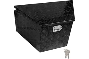 Edicapo 33" x 19" x 17" Trailer Tongue Tool Box with Latch and Keys Heavy Duty Aluminum Trailer Toolbox Organizer Truck Underbody Box Compatible with Pick Up Truck Bed RV Trailer ATV Black