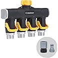 Melnor 65135AMZ 4 Way Lever Flow Through Valve Connector Bundle, Yellow, Black