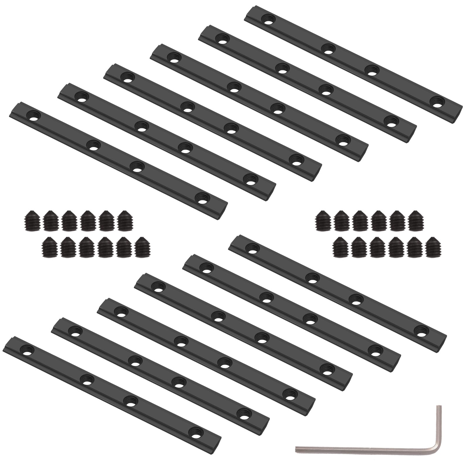 Photo 1 of 12set Black Straight Line Inside Connector Joint Bracket Length 3.9 Inch with M5 Screws for 20x20 Series Aluminum Extrusion Profile Slot 6mm
