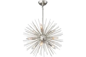 ZIRALIO Modern 9-Light Sputnik Chandelier Nickel Dining Room Chandelier Light Fixture for Bedroom, Kitchen, Entryway, Foyer, Study, 20in 12LB Solid Metal