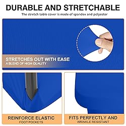 2 Pack 4 Feet Royal Blue Spandex Tablecloth for