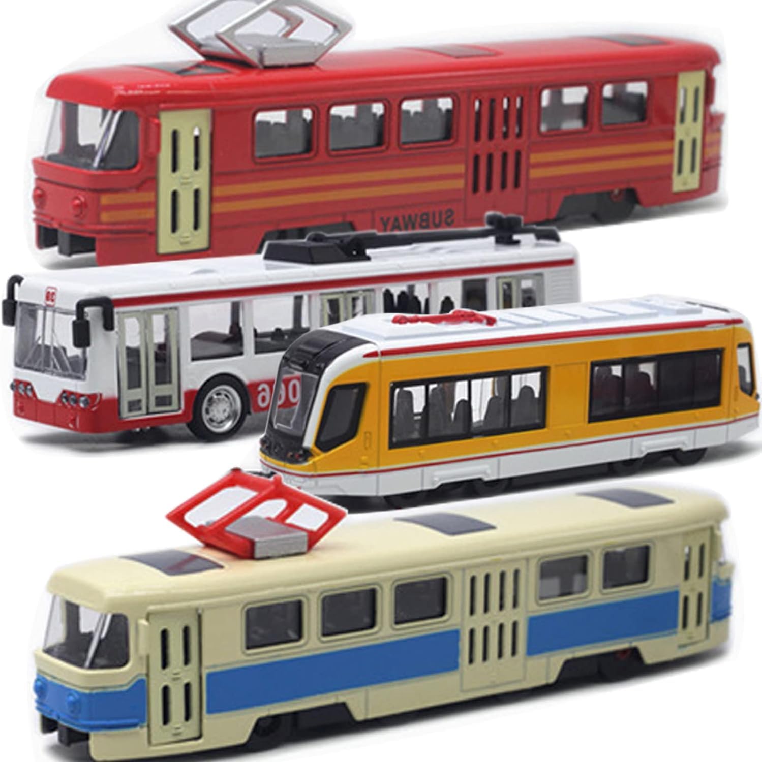OTONOPI Toy Train Tram Metro Subway Bullet Train High Speed Locomotive Engine Die Cast Model Car Pull Back Vehicle for Kids Underground Transport Pack of 4 — image 1
