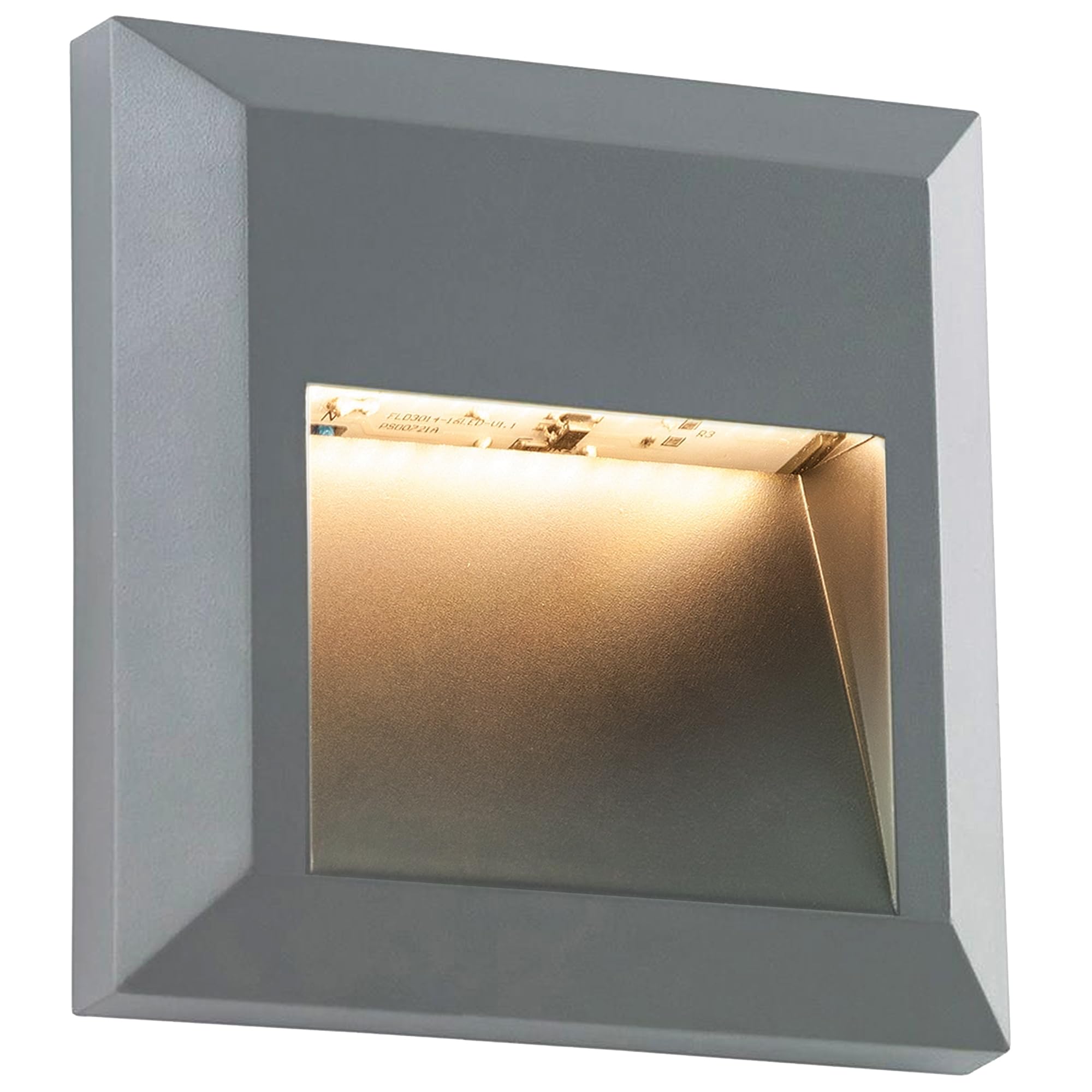 National Lighting Severus Grey Finish Indirect Warm White LED Outdoor Square Guide Pathway Driveway Wall Light IP65 Rated