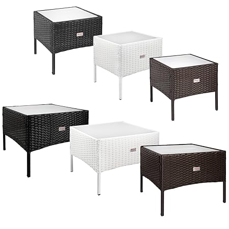 ESTEXO Polyrattan Beistelltisch Teetisch Garten Rattan Tisch Gartenmöbel (40x40x40 cm, Weiß)