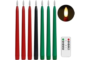 Stmarry Flameless Kwanzaa Candles - Set of 7 Tapers (Battery Operated) Mishumaa Saba, Realistic 3D Flames, Remote Control