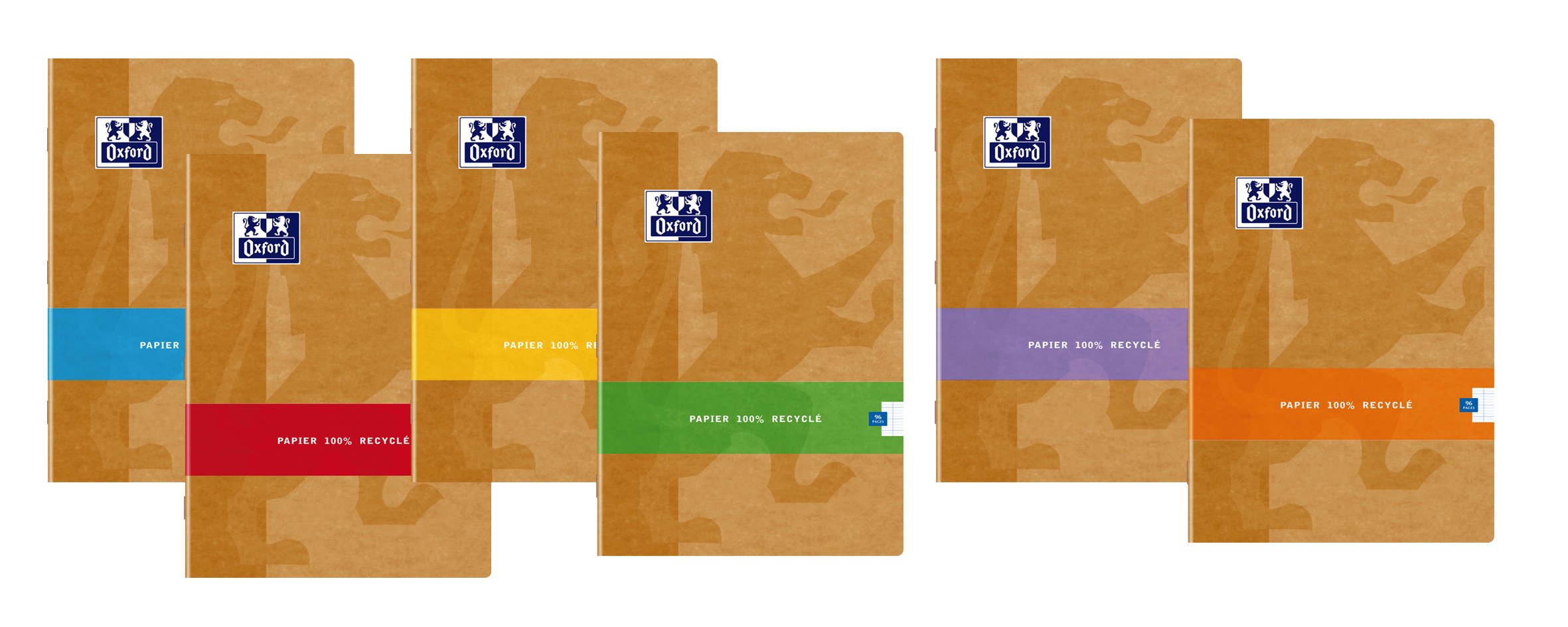 Oxford Recycled Notebooks 96 Pages Large Squares Seyès Pack of 10 Assorted Colours 24 x 32 Assorted Colours